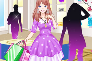 可爱女孩去购物