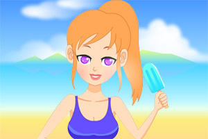 夏日阳光沙滩女孩