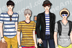 韩式男版条纹T恤