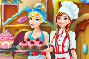 安娜和灰姑娘在蛋糕厂