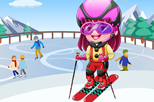 可爱宝贝在滑雪场