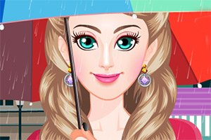 雨中的漂亮女孩