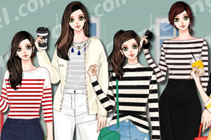 条纹装的阳光女孩