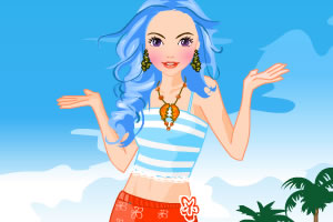 漂亮女孩在沙滩