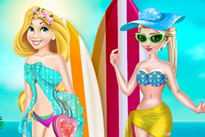 艾莎和长发公主泳装秀