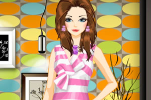 粉红条纹连衣裙