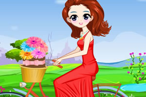 春天骑单车的女孩