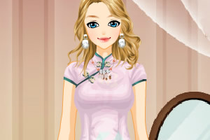 复古印花长裙装