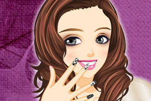 黑色白色美甲设计