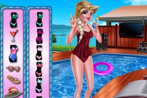 艾莎公主泳池装扮