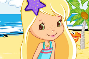 草莓女孩沙滩玩耍