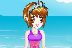 沙滩上可爱小女生