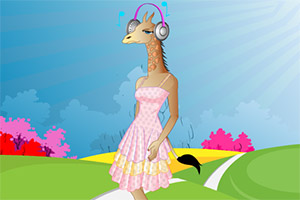 装扮长颈鹿女士